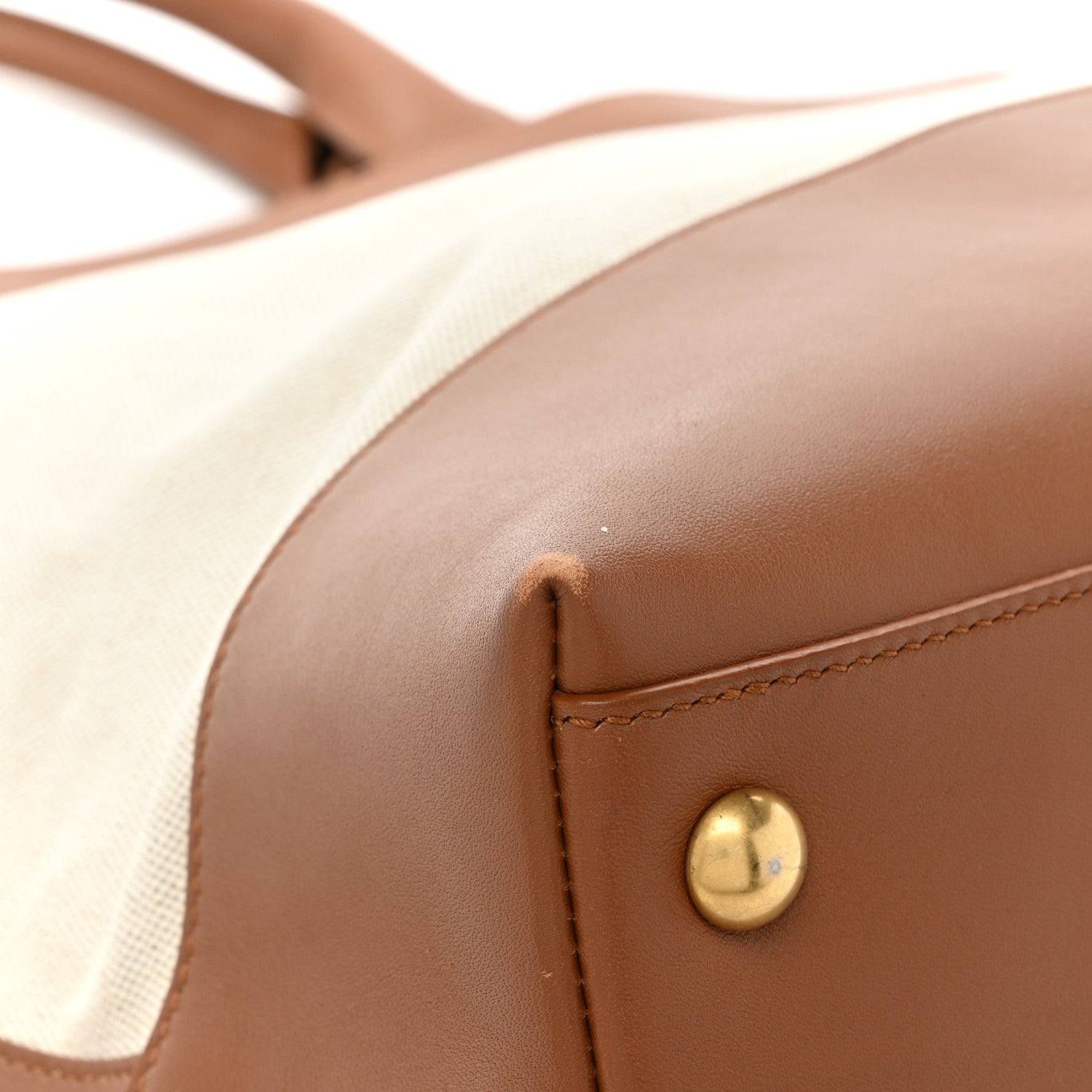 Saint Laurent Calfskin Linen Two Tone Cabas Tote Beige 13 of 21