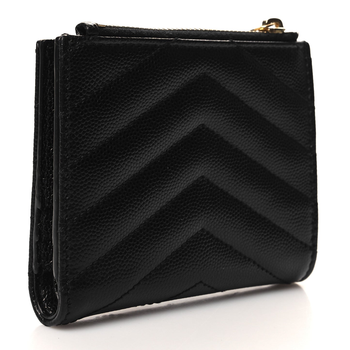 Grain De Poudre Matelasse Chevron Monogram Zipped Card Case Black
