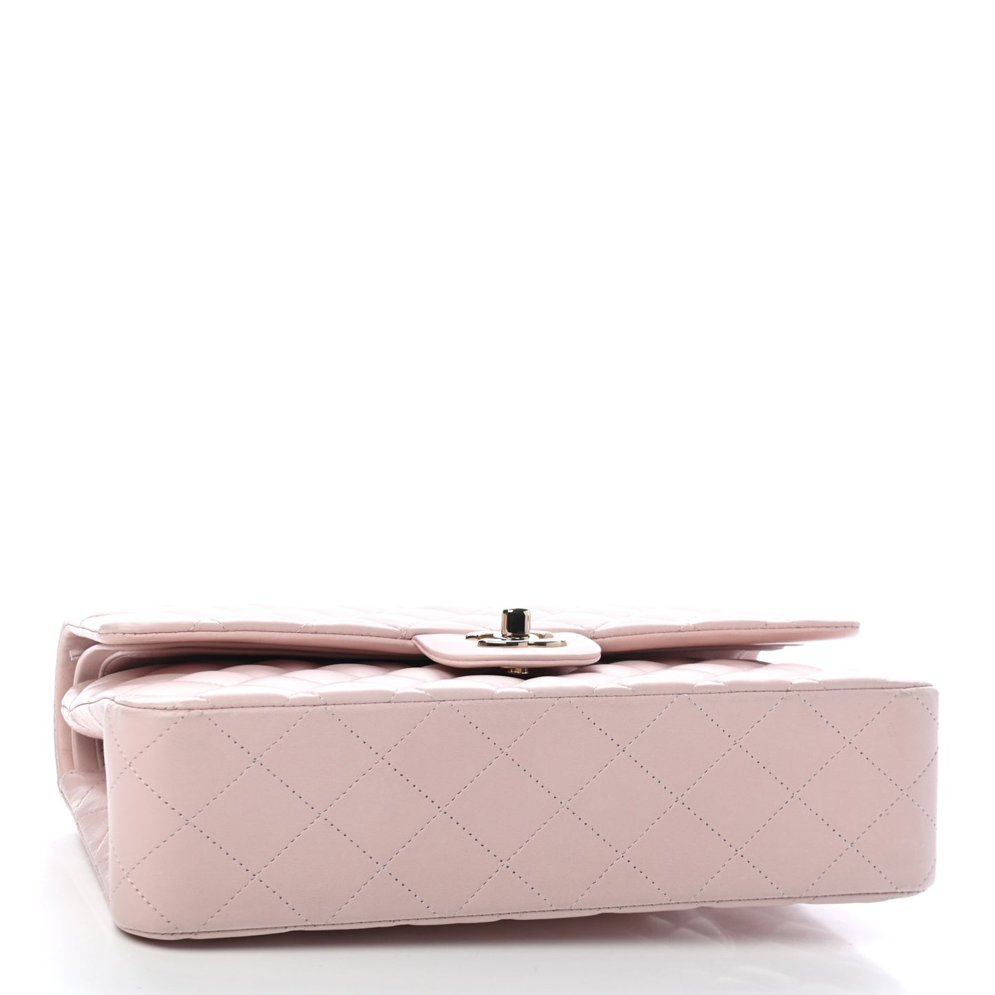Lambskin Quilted Medium Double Flap Light Pink