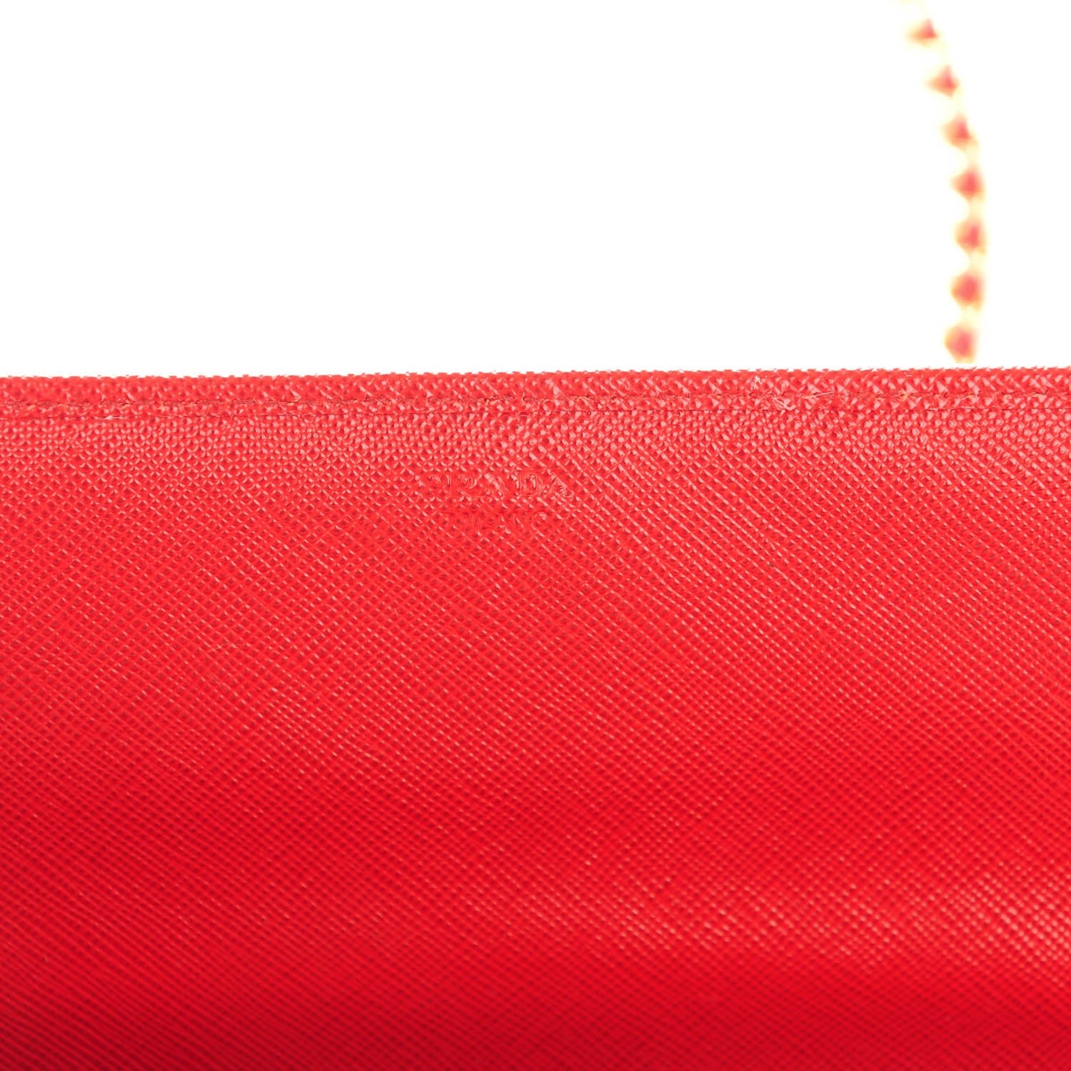 Prada Saffiano Metal Oro Chain Wallet Cherry 6 of 9