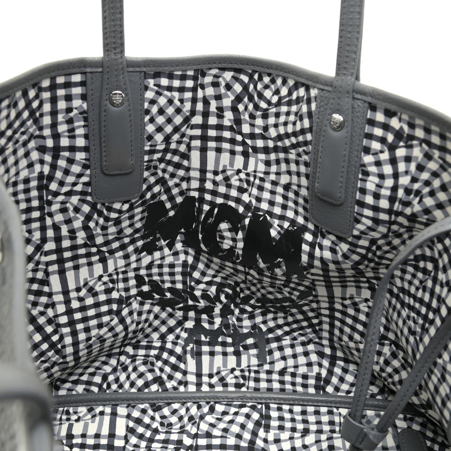 MCM Visetos Medium Liz Reversible Shopper Tote Phantom Grey 8 of 8