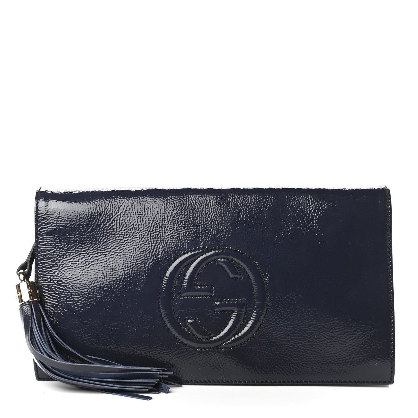 Soft Patent Medium Soho Clutch Uniform Blue