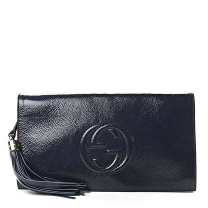 Gucci Soft Patent Medium Soho Clutch Uniform Blue 1 of 10