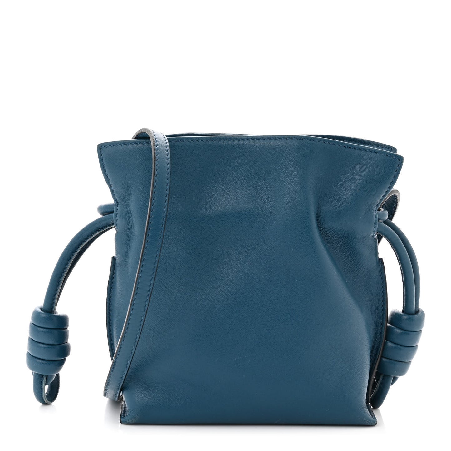 Calfskin Mini Flamenco Knot Crossbody Bag Indigo