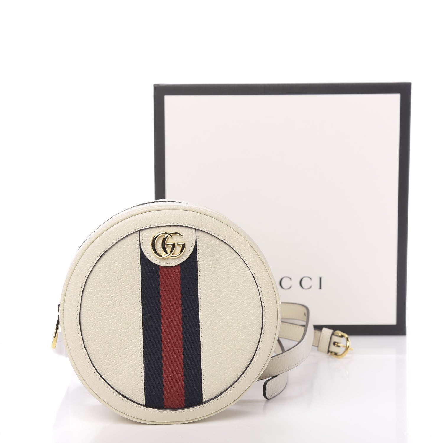 Gucci Textured Calfskin Web Mini Ophidia Round Backpack Mystic White 10 of 10
