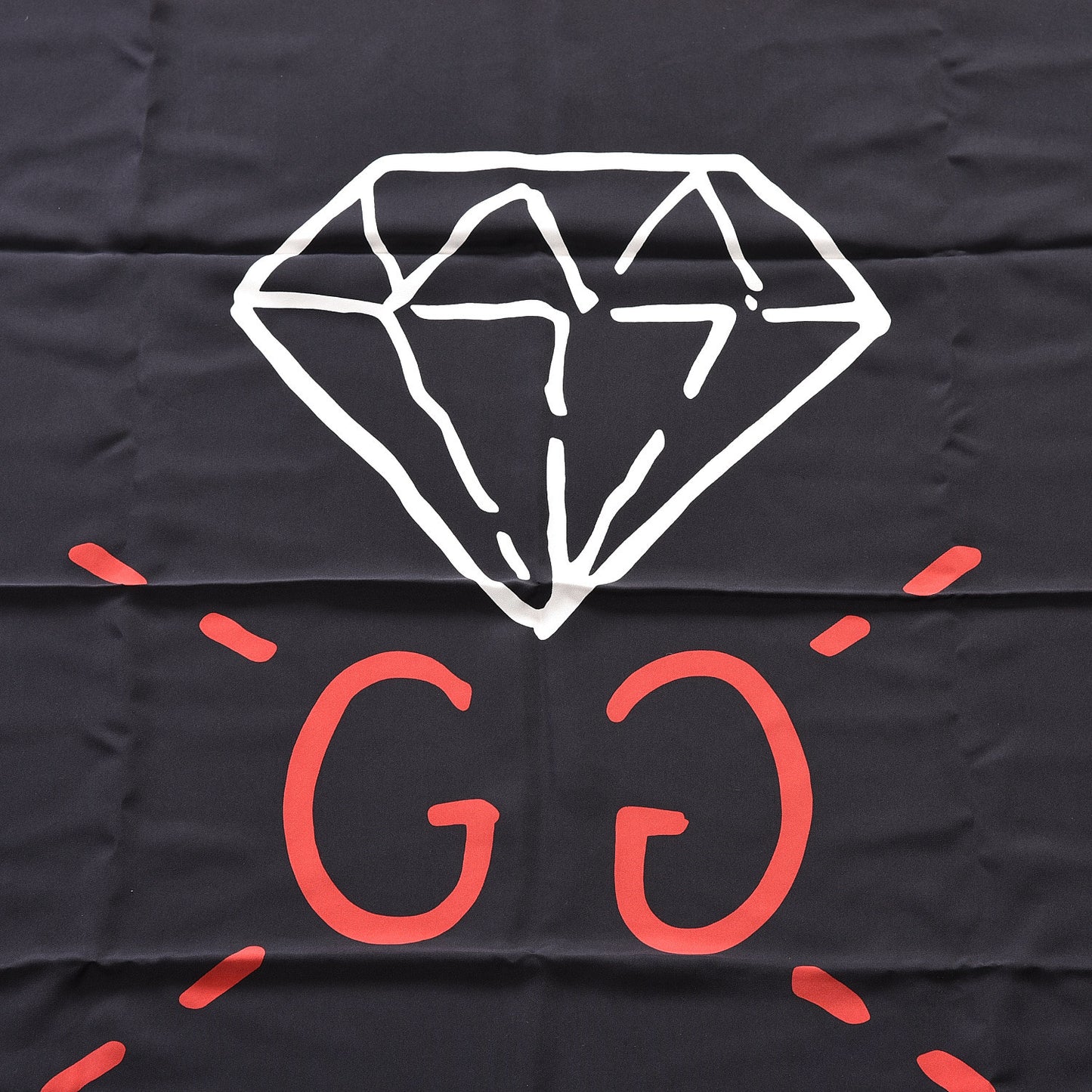 Silk GG Diamond Square Scarf Black