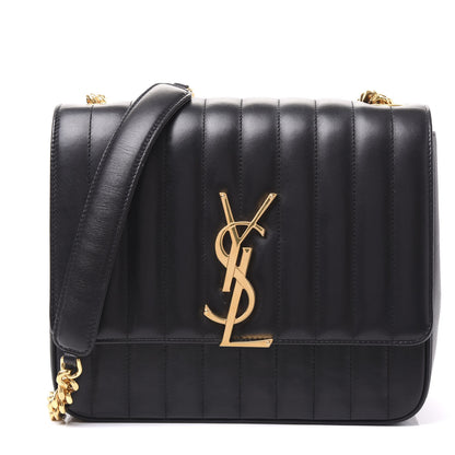 Saint Laurent Lambskin Matelasse Monogram Large Vicky Chain Bag Black 1 of 8