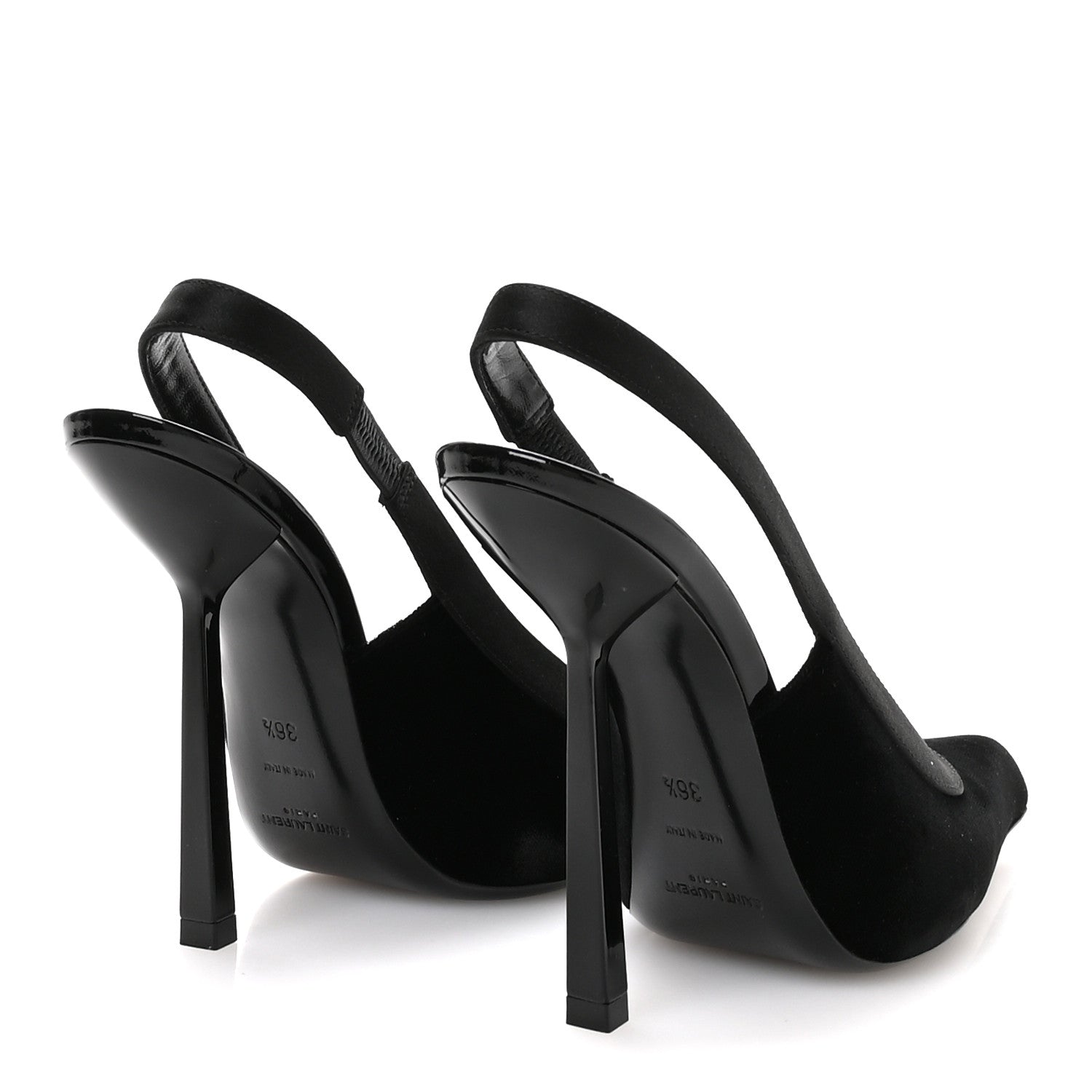 Saint Laurent Velluto Master Raso Regale Victoire 115 Slingback Pumps 36.5 Black 5 of 9