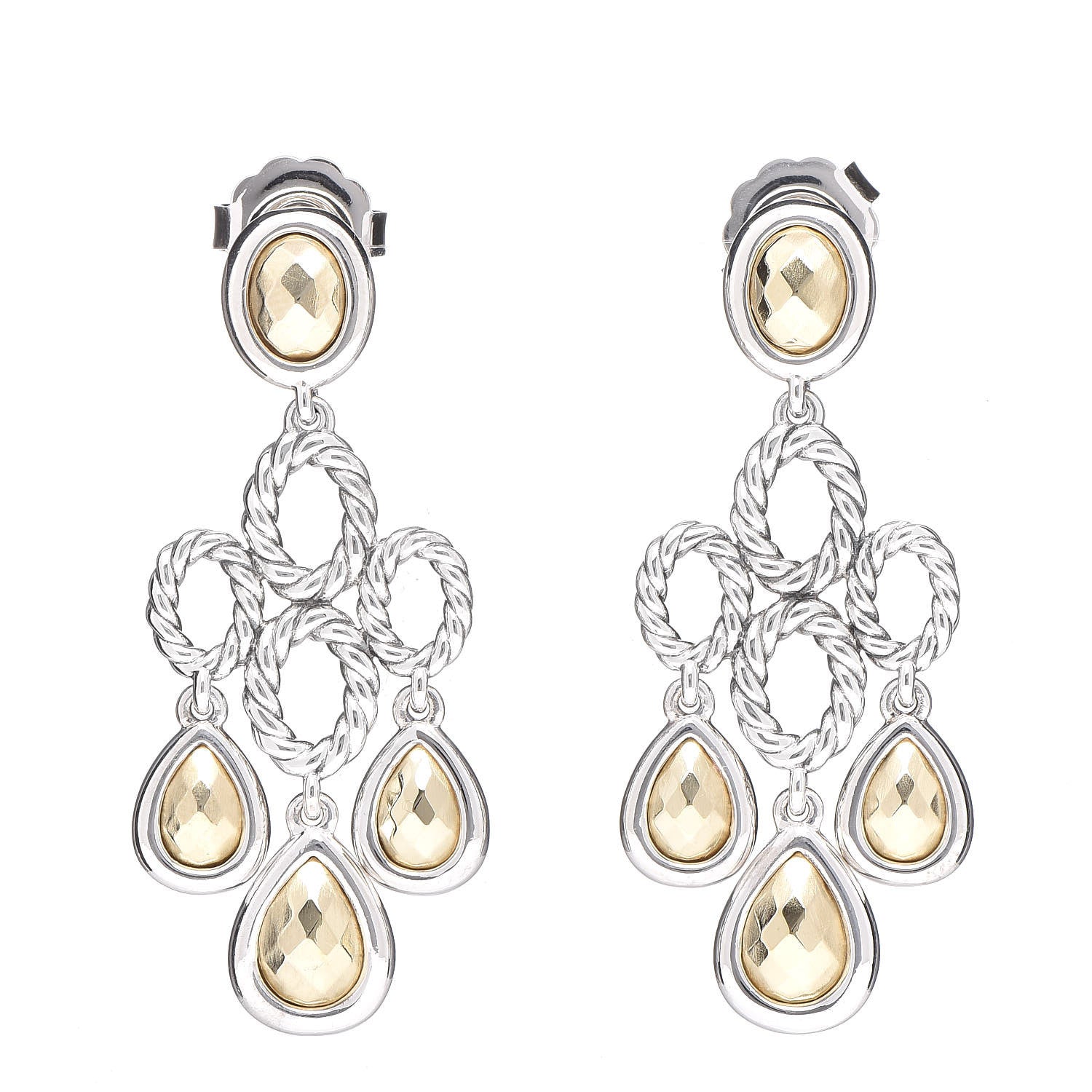 David Yurman Sterling Silver 14K Yellow Gold Chandelier Earrings 1 of 4