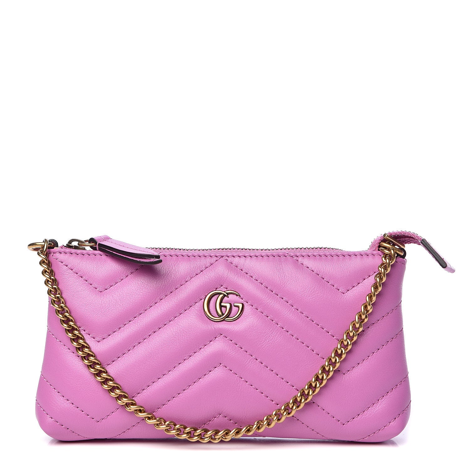 Gucci Calfskin Matelasse Mini GG Marmont Chain Bag Candy Mousse 1 of 11