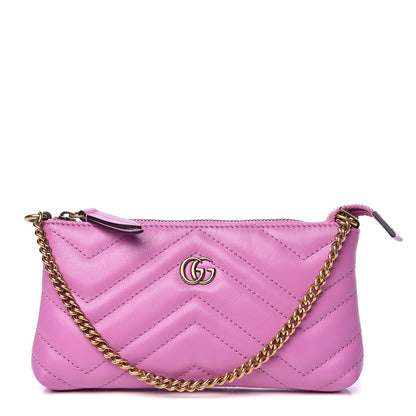 Gucci Calfskin Matelasse Mini GG Marmont Chain Bag Candy Mousse 1 of 11