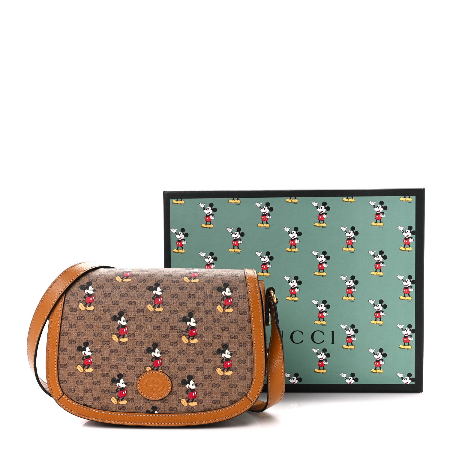 Gucci X DISNEY Mini Vintage GG Supreme Monogram Mickey Mouse Small Flap Messenger Bag Beige Vintage Sun Oil 12 of 12