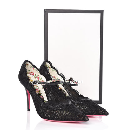 Gucci Lace Pizzo Venice Pumps 39 Black 9 of 9