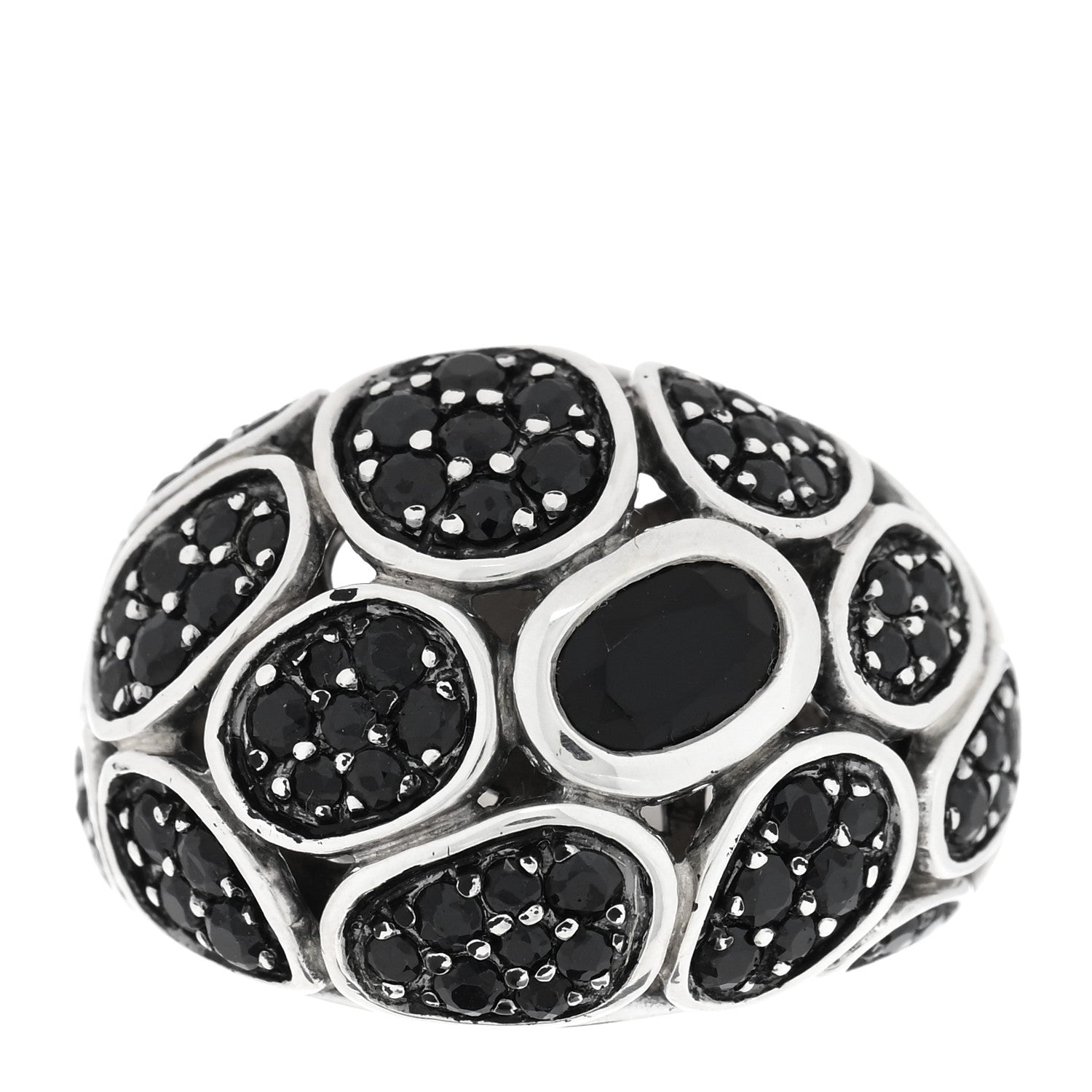 John Hardy Sterling Silver Black Spinel Chalcedony Small Kali Lava Dome Ring 57 8 1 of 4