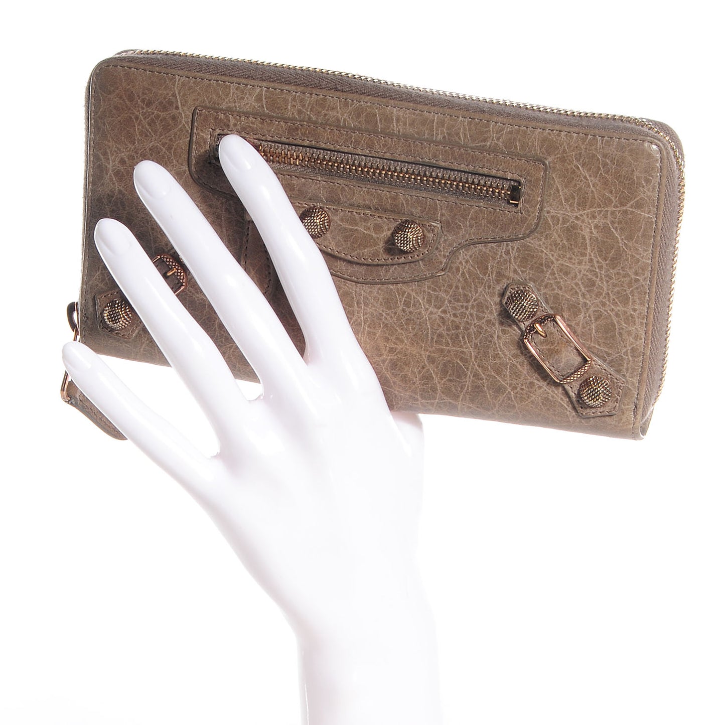 Agneau Giant 12 Rose Gold Hardware Continental Zip Around Wallet Gris Poivre