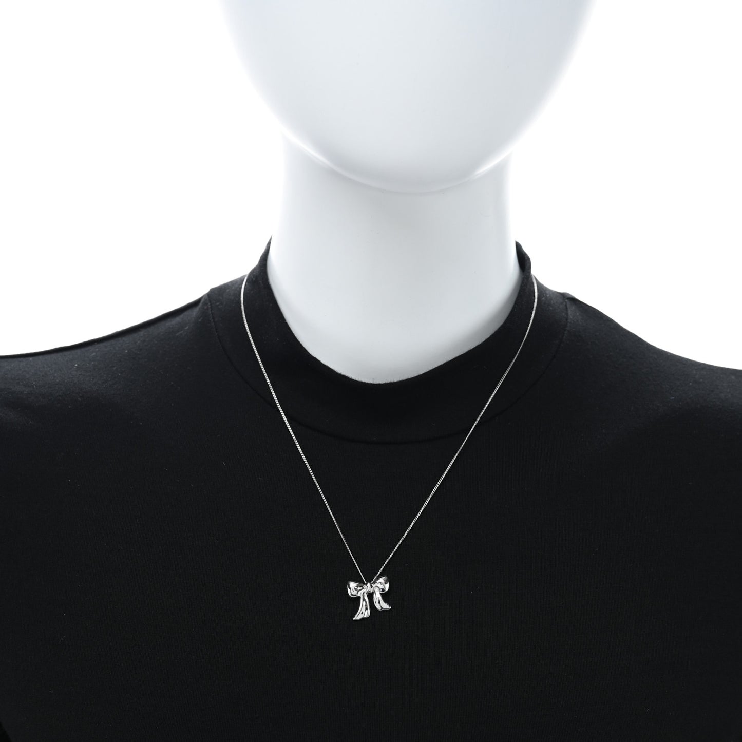Sterling Silver Small Ribbon Pendant Necklace