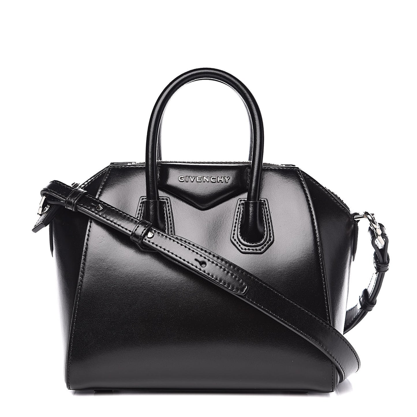 Shiny Lord Calfskin Mini Antigona Black