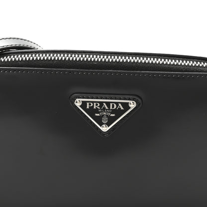 Prada Spazzolato Metal Triangle Logo Mini Pouch Shoulder Bag Black 7 of 9