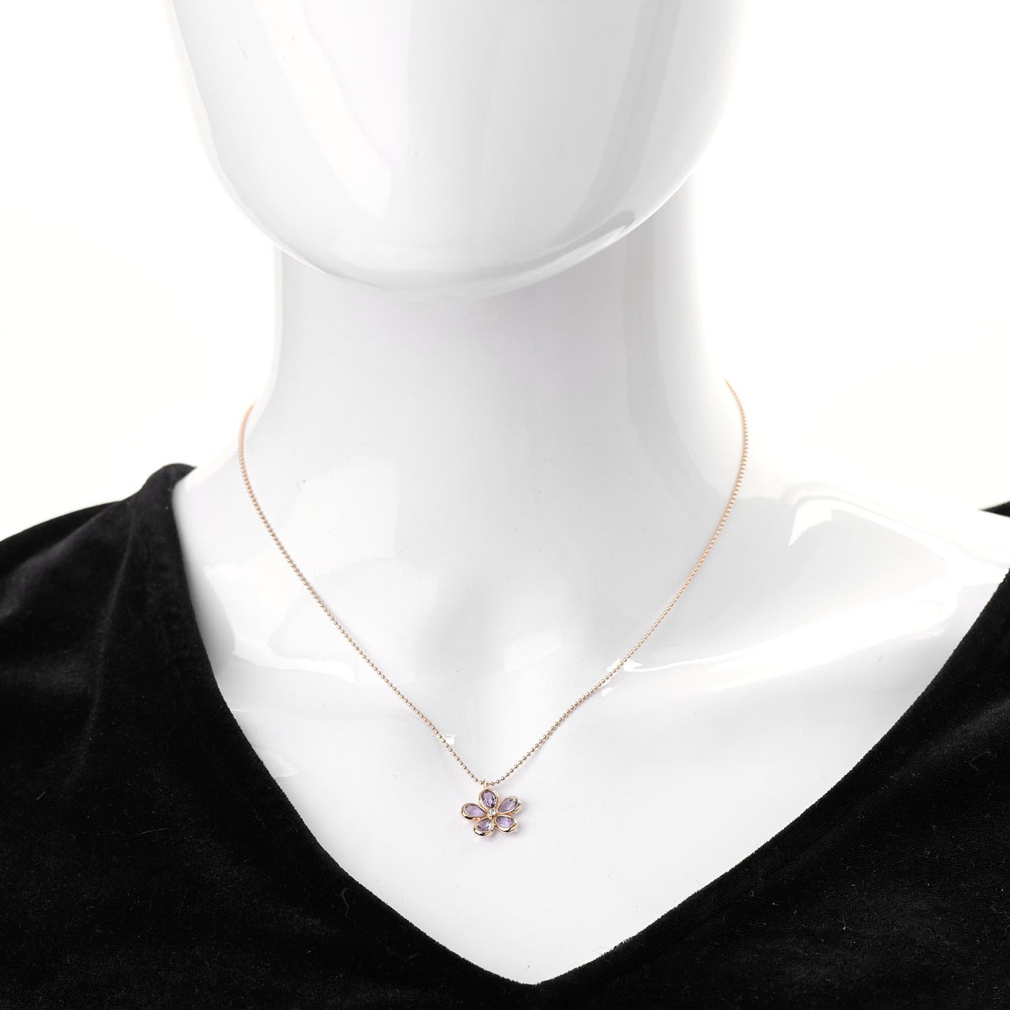 18K Rose Gold Amethyst Diamond Sparklers Flower Pendant Necklace