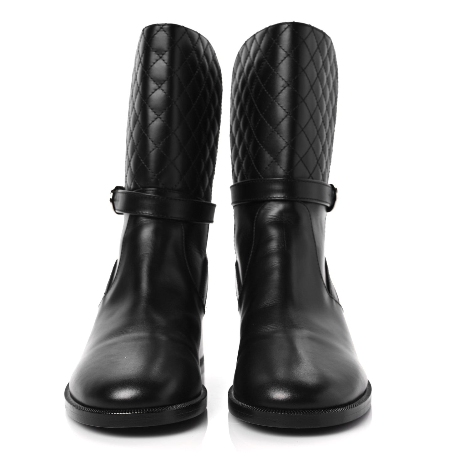 Calfskin Quilted CC Boots 40.5 Black