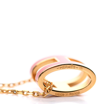 Hermes Lacquered Gold Pop H Pendant Necklace Orange Fonce 5 of 7