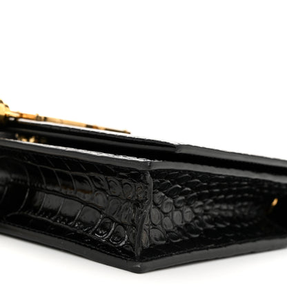 Saint Laurent Calfskin Crocodile Embossed Kate Monogram Tassel Chain Wallet Black 9 of 9