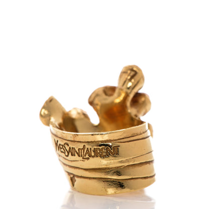 Saint Laurent Arty Dots Ring 7.5 Gold Coral 3 of 4