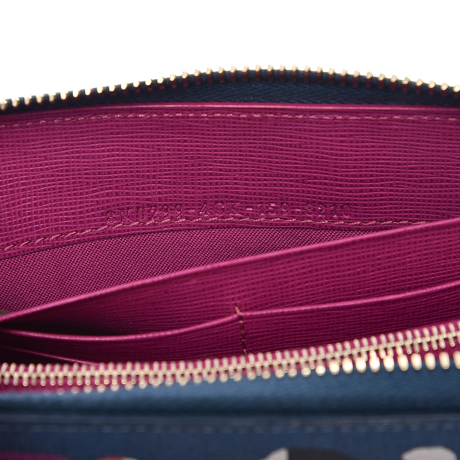 Fendi Vitello Elite Fendi Roma Simply Zip Around Wallet Cobalt Multicolor 6 of 10