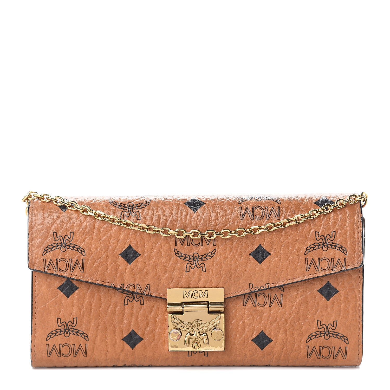 MCM Visetos Large Patricia Wallet On Chain Cognac 1 of 6