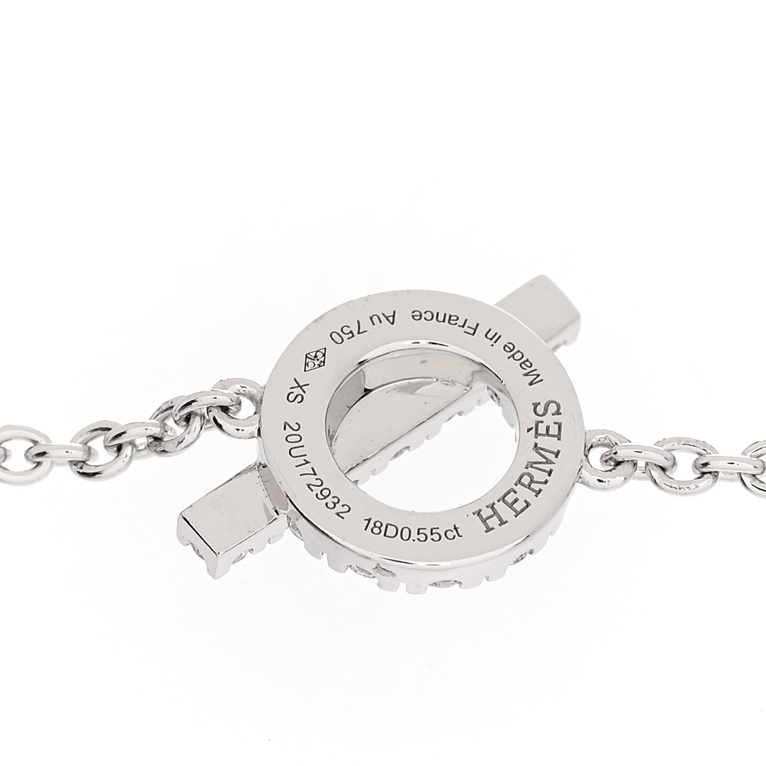 Hermes 18K White Gold Diamond Finesse Bracelet XS 3 of 4