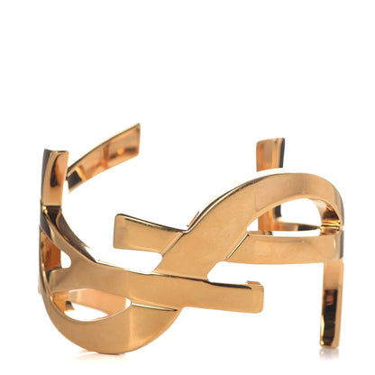 Saint Laurent Brass Monogram Medium Cuff Bracelet Gold 1 of 4