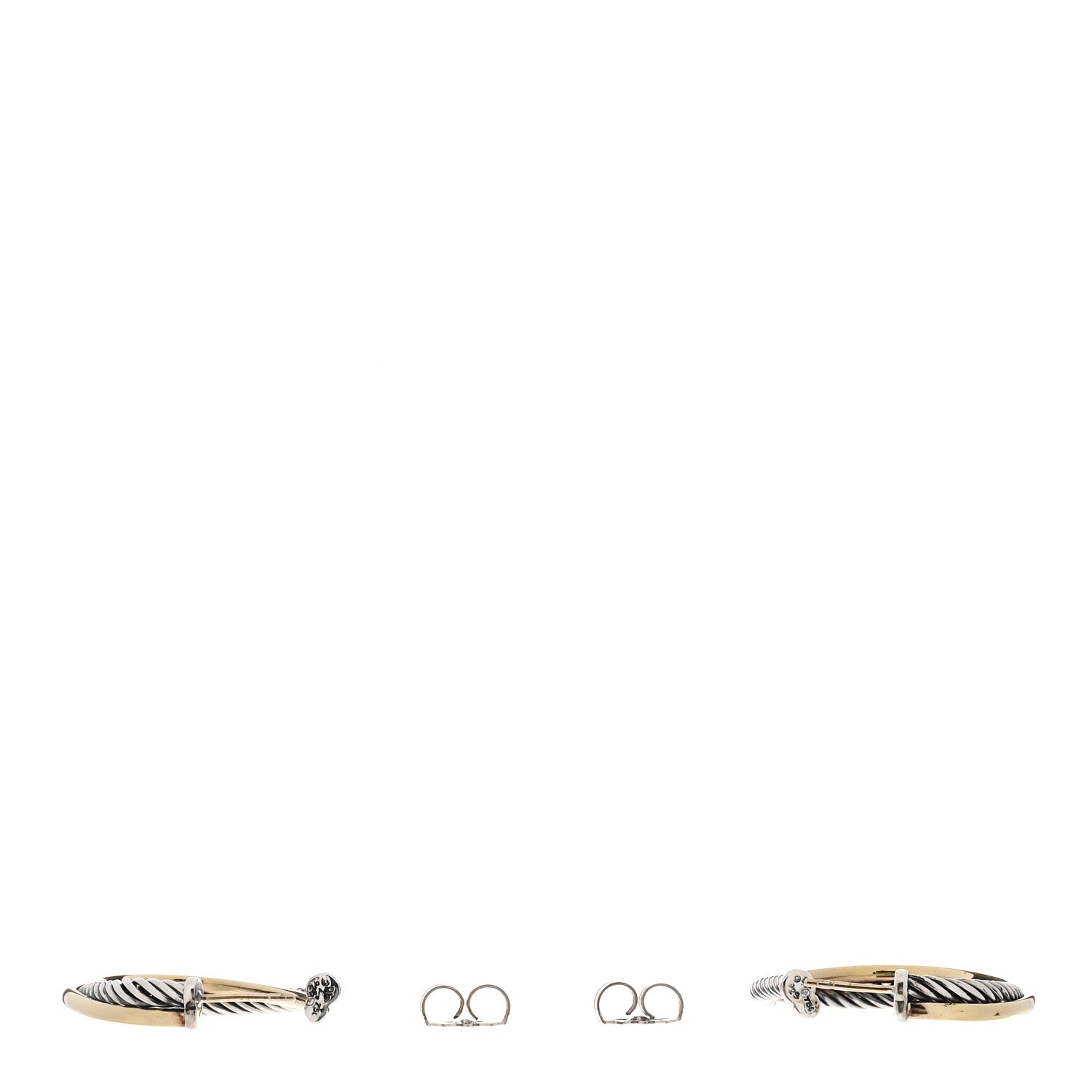 David Yurman Sterling Silver 18K Yellow Gold 48mm Large Oval Crossover Cable Hoop Earrings 3 of 4