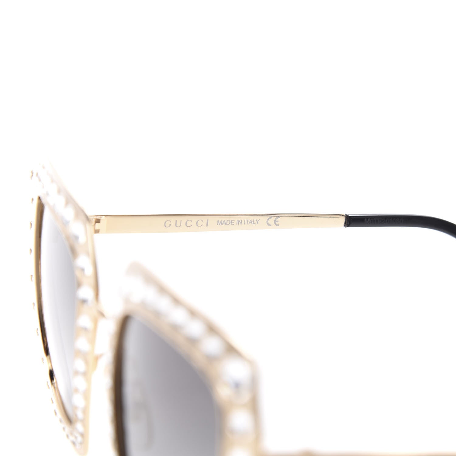 Gucci Metal Acetate Crystal Oversize GG0115S Sunglasses Gold 5 of 8