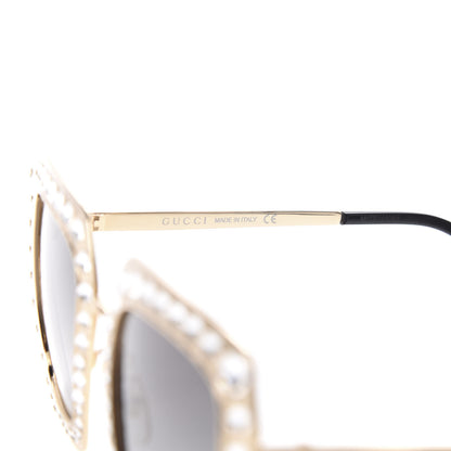 Gucci Metal Acetate Crystal Oversize GG0115S Sunglasses Gold 5 of 8
