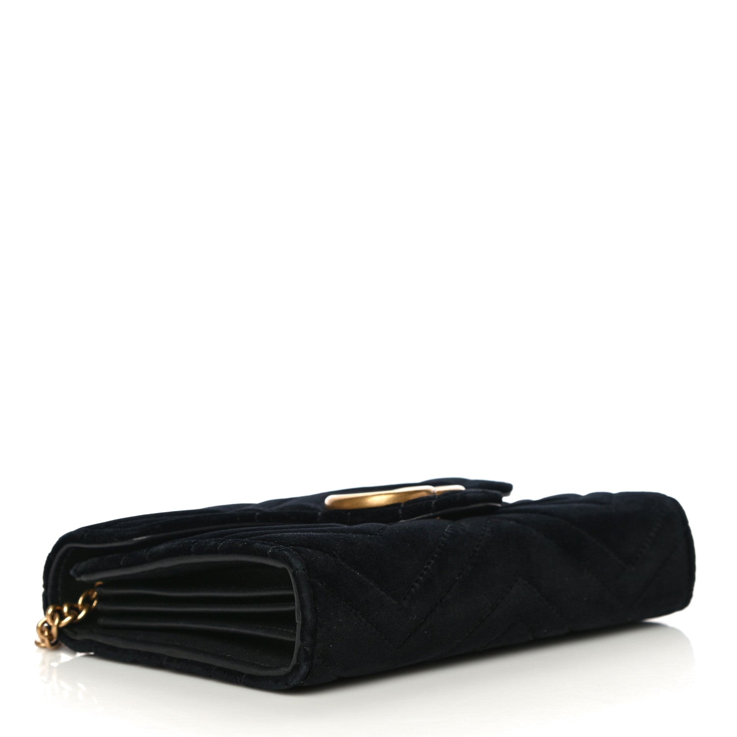 Gucci Velvet Matelasse GG Marmont Chain Wallet Black 4 of 12