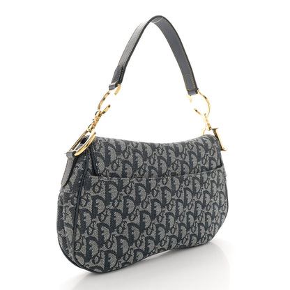 Christian Dior Monogram Double Saddle Bag Navy Blue 3 of 14