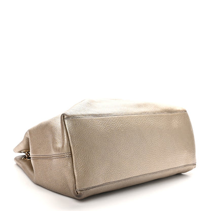 Gucci Metallic Pebbled Calfskin Medium Soho Chain Shoulder Bag Golden Beige 4 of 12