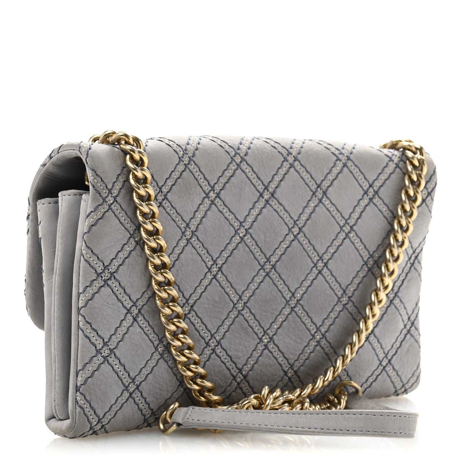 Chanel Iridescent Calfskin Triple Stitched Flap Grey 3 of 14
