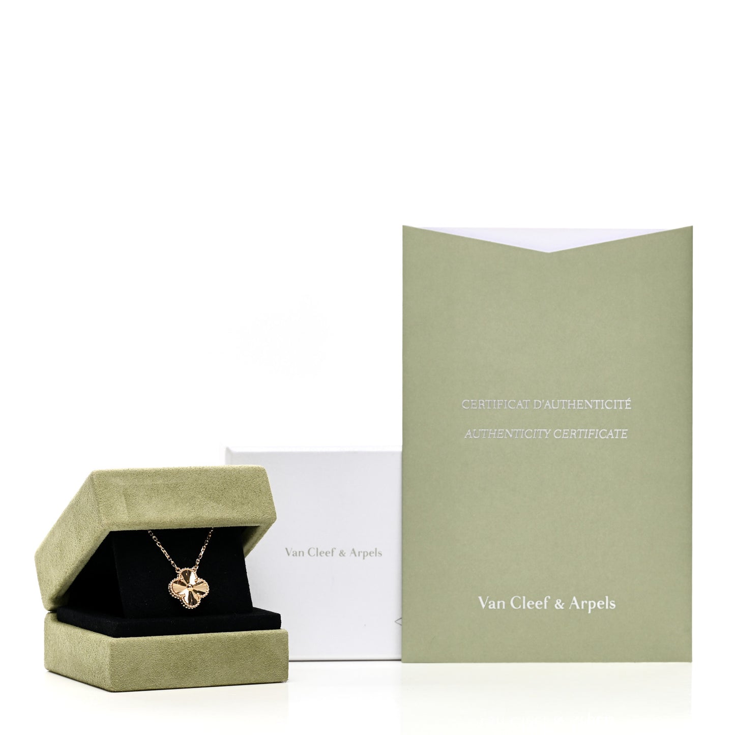 18K Yellow Gold Guilloche Vintage Alhambra Pendant Necklace