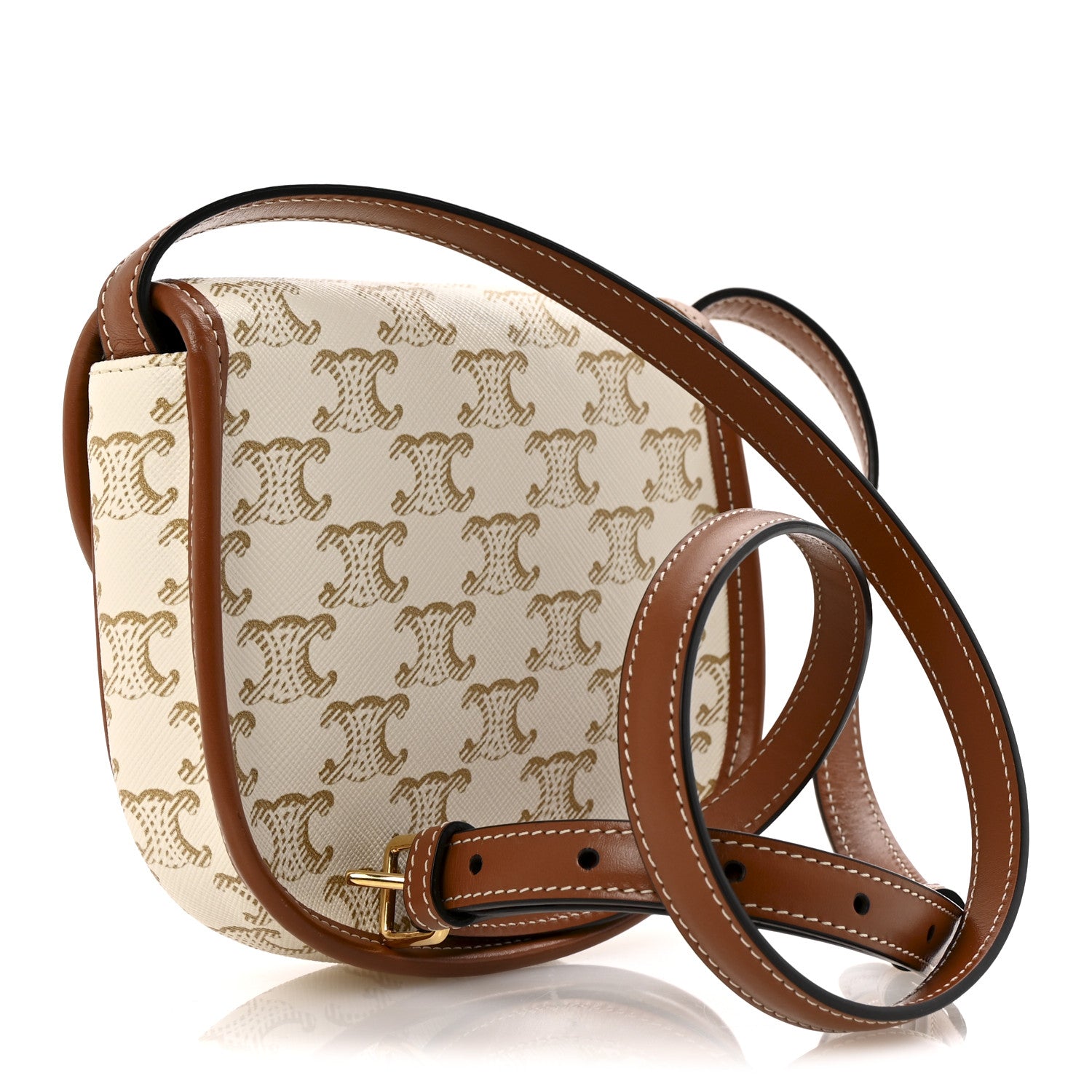 Celine Triomphe Canvas Calfskin Mini Besace Bag White 3 of 14