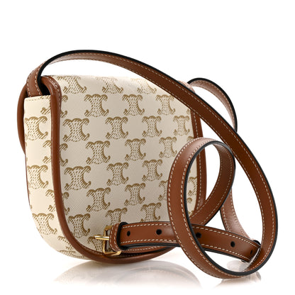 Celine Triomphe Canvas Calfskin Mini Besace Bag White 3 of 14