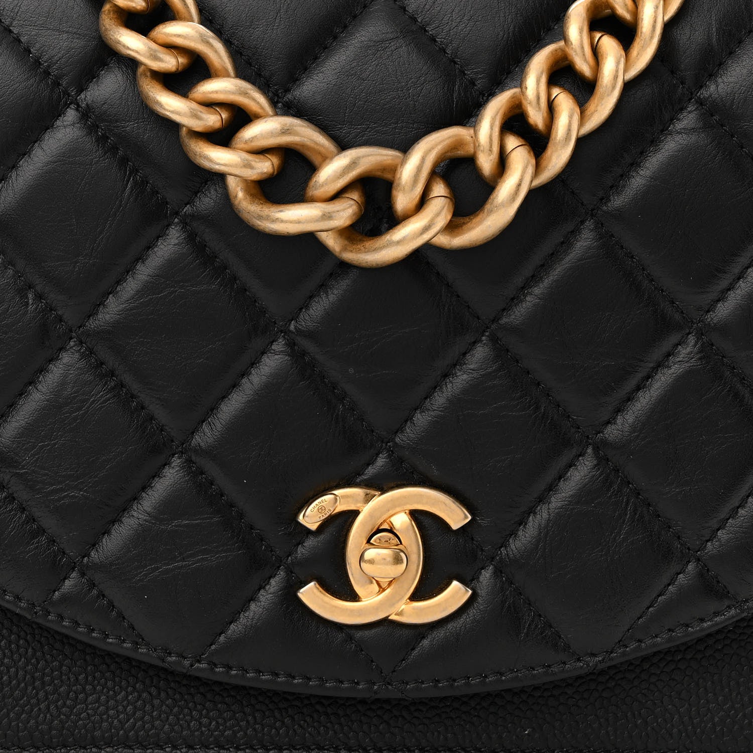Chanel Calfskin Caviar Quilted Chain Handle Flap Black 8 of 14
