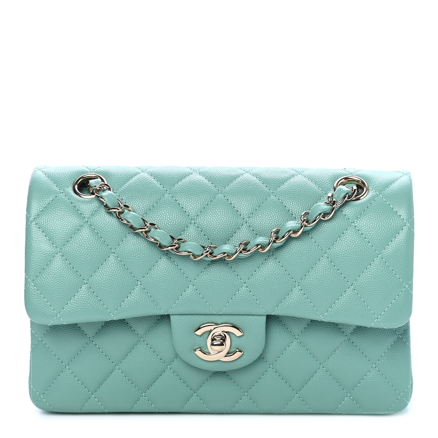 Chanel Caviar Quilted Small Double Flap Light Green 1 of 9