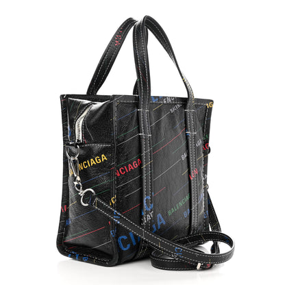 Balenciaga Agneau Arena Logo Multicolor Print XS Bazar Shopper Tote Black Multicolor 3 of 13