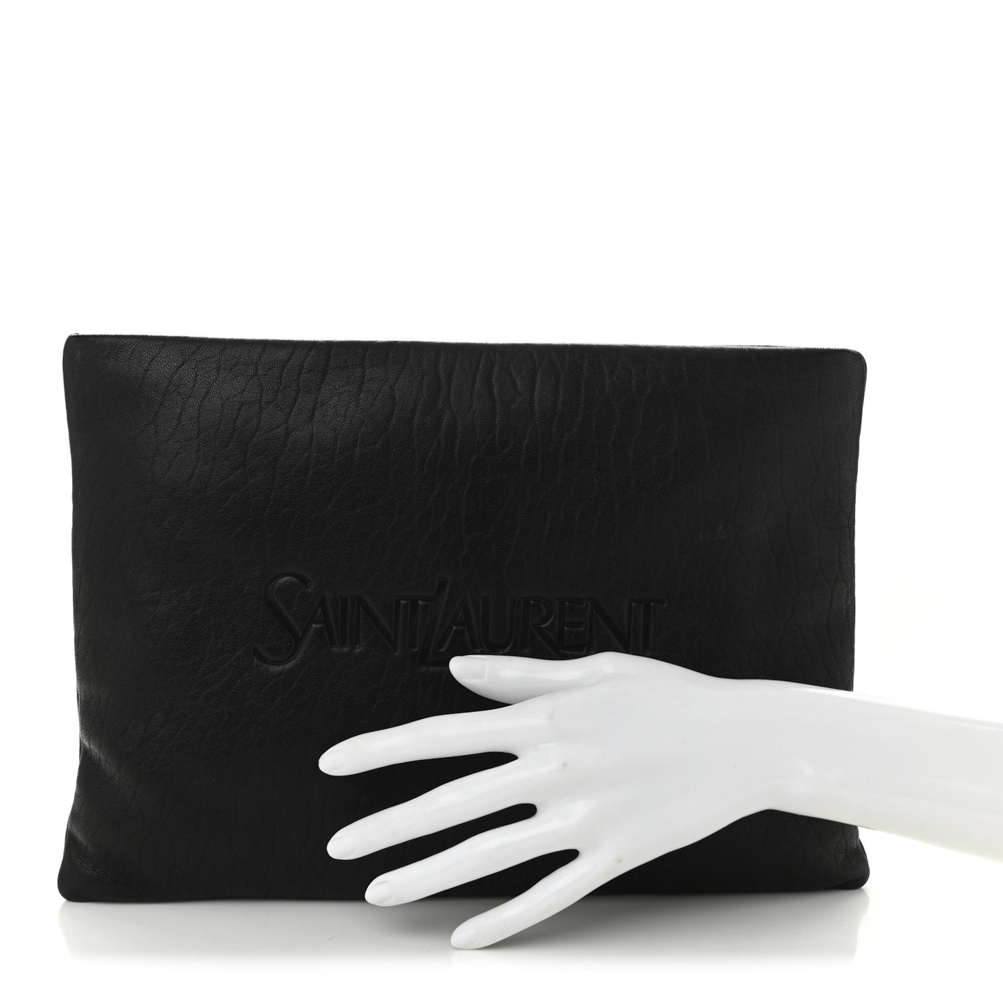 Lambskin Large Puffy Pouch Black