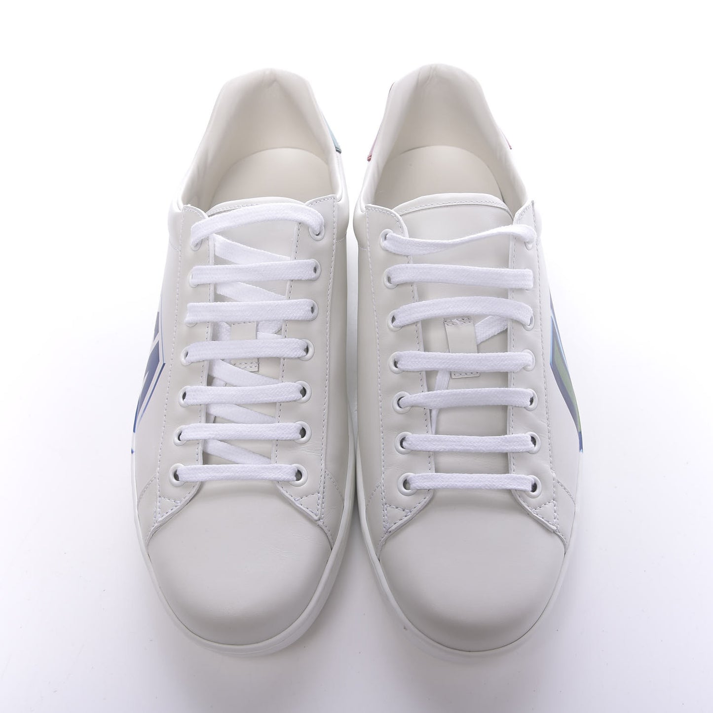 Calfskin Nappa LOVED Print Mens Ace Sneakers 10 White Red Flame Green