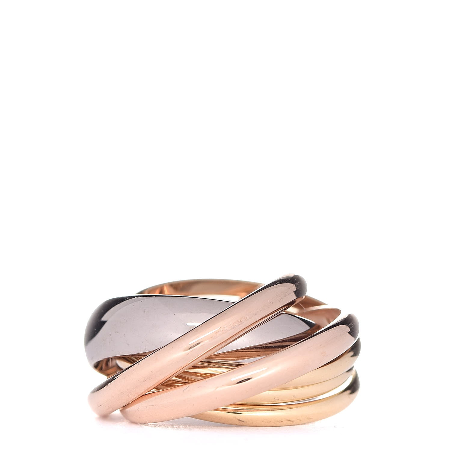 Cartier 18K Pink Yellow White Gold Diamond Trinity 6 Band Ring 47 4 3 of 5