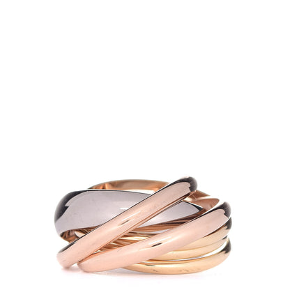 Cartier 18K Pink Yellow White Gold Diamond Trinity 6 Band Ring 47 4 3 of 5