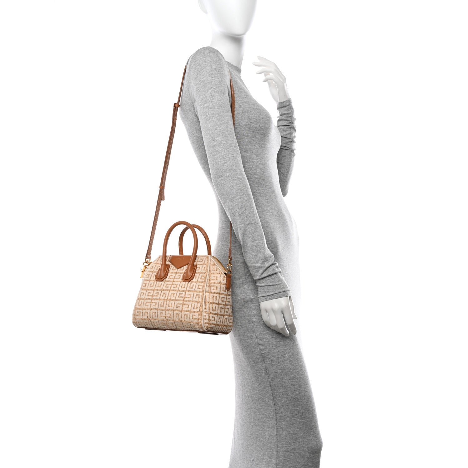 Givenchy Raffia Jacquard Fabric 4G Mini Antigona Beige 2 of 9