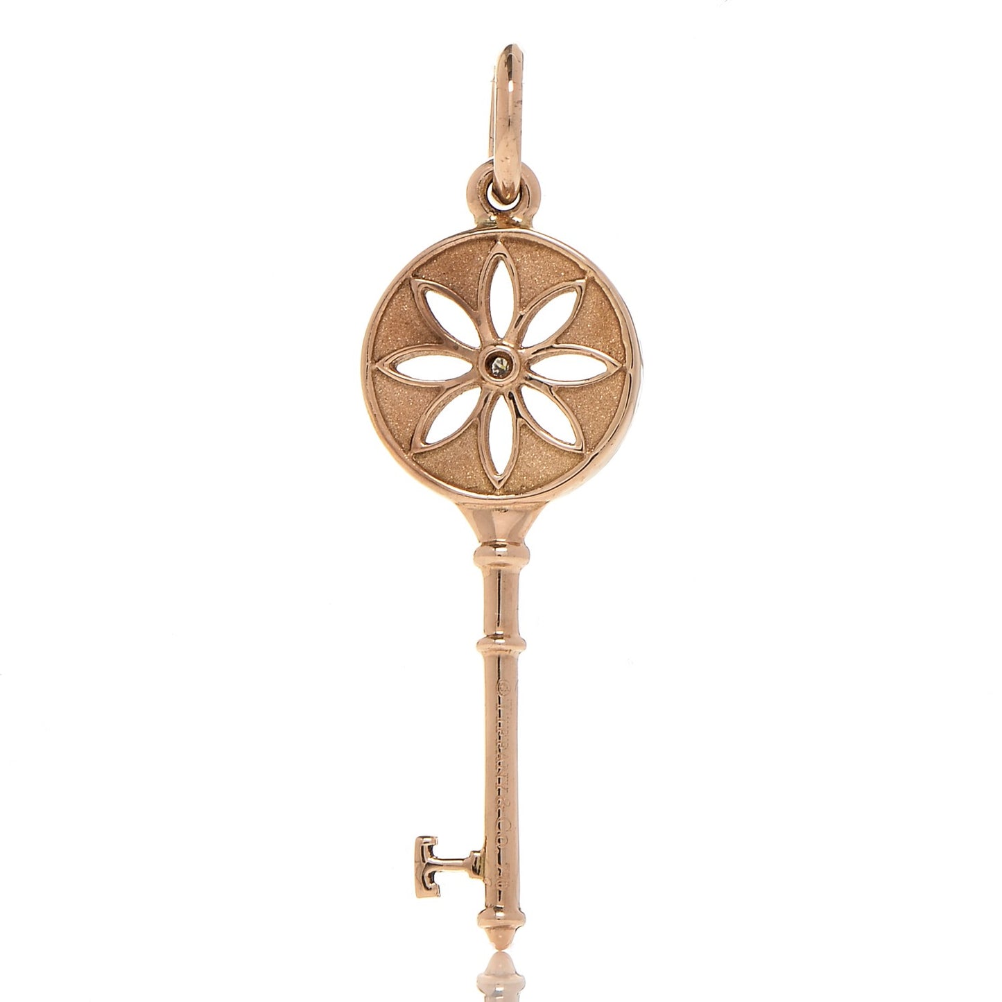 18K Rose Gold Diamond Small Daisy Key Pendant
